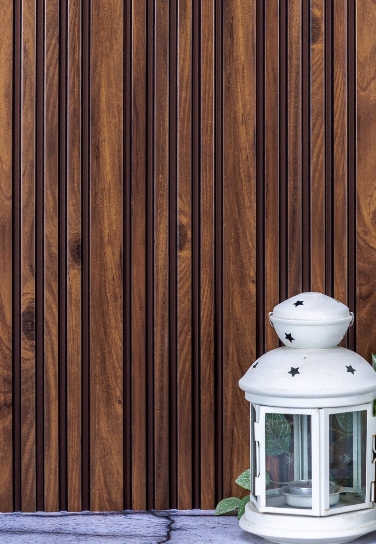 Groove Forest Series Charcoal Louvers Wood Brown 9x0.41 Ft - Rg 5264