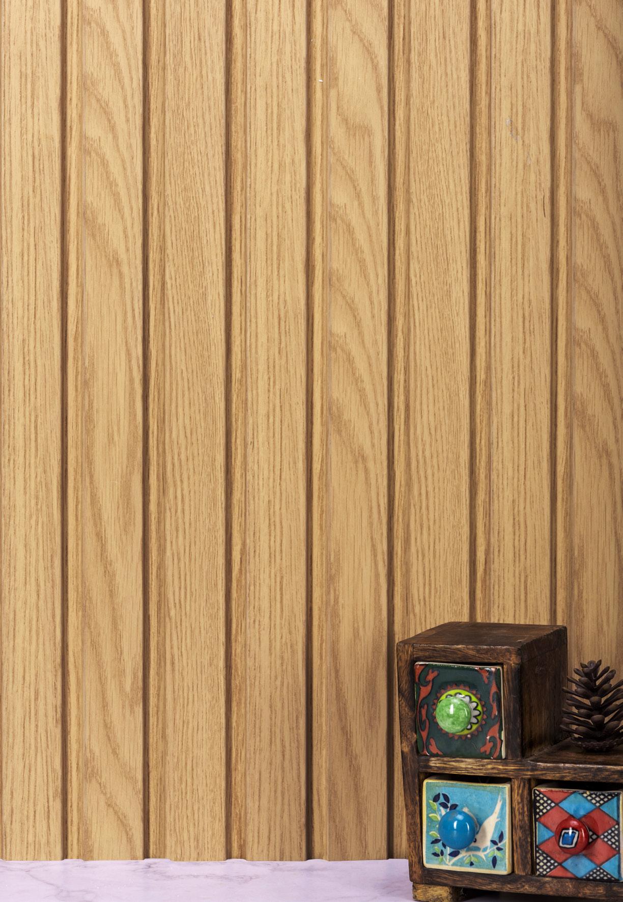 Groove Forest Series Charcoal Louvers Wood Cream 9x0.52 Ft - Rg 7030