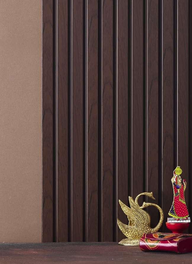 Groove Seamless Planks Series Charcoal Louvers Wood Brown 9x0.41 Ft - Rg 5072