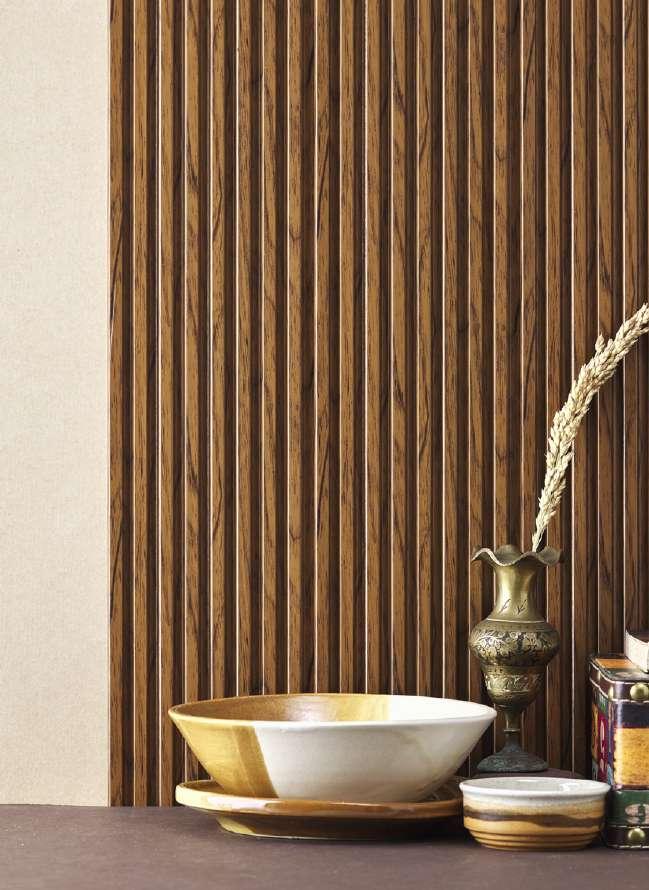 Groove Seamless Planks Series Charcoal Louvers Wood Brown 9x0.41 Ft - Rg 5083