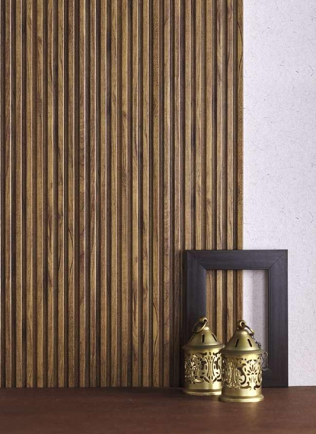 Groove Seamless Planks Series Charcoal Louvers Wood Brown 9x0.41 Ft - Rg 5084