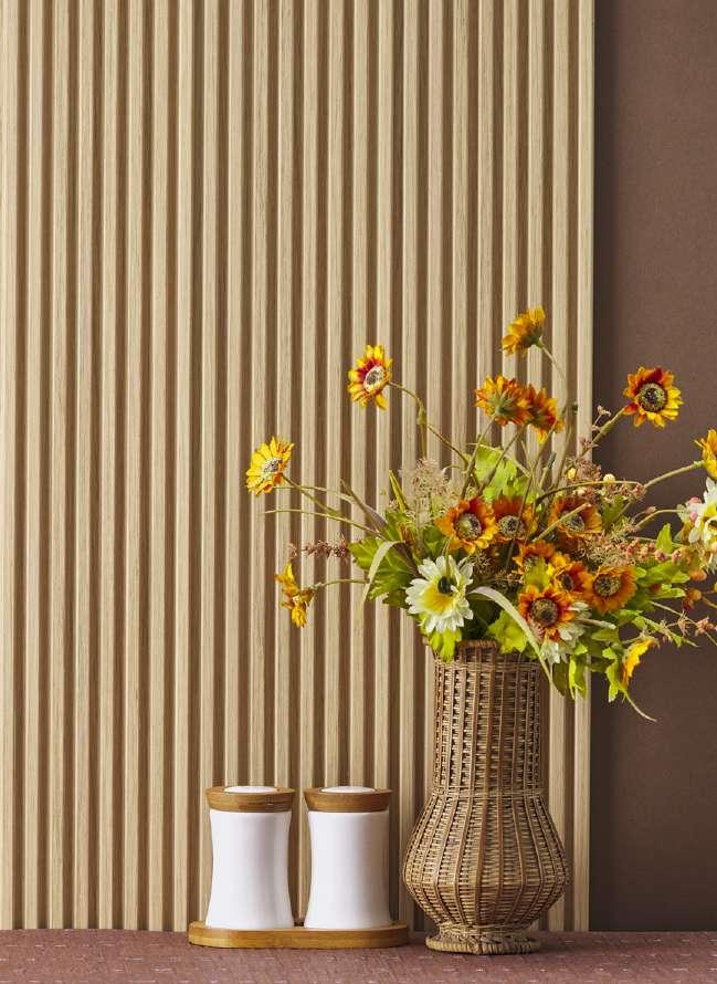 Groove Seamless Planks Series Charcoal Louvers Wood Brown 9x0.41 Ft - Rg 5088