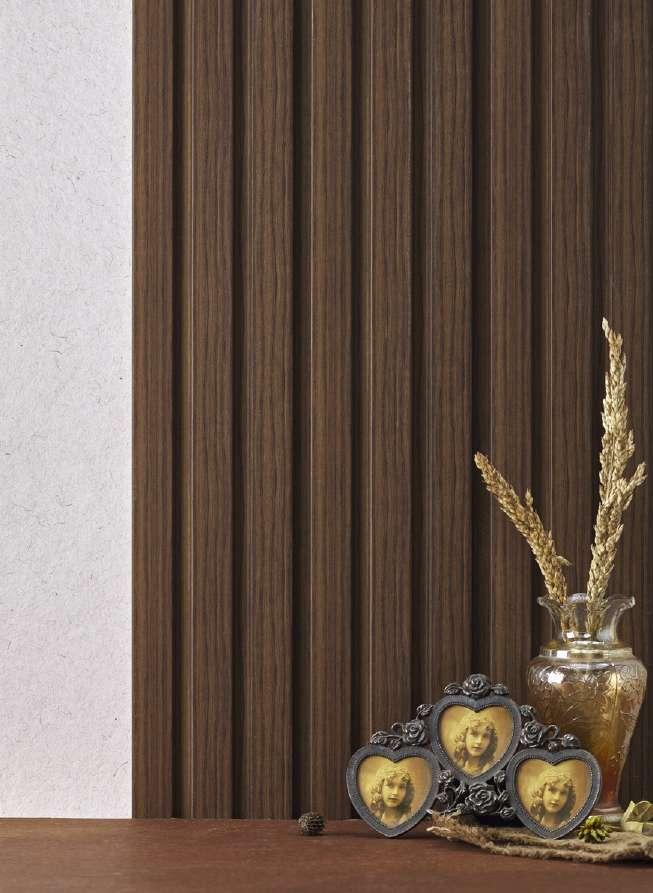 Groove Seamless Planks Series Charcoal Louvers Wood Brown 9x0.41 Ft - Rg 542