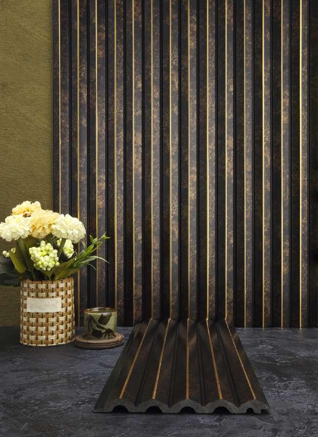 Groove Seamless Planks Series Charcoal Louvers Designer Brown 9x0.55 Ft - 7008