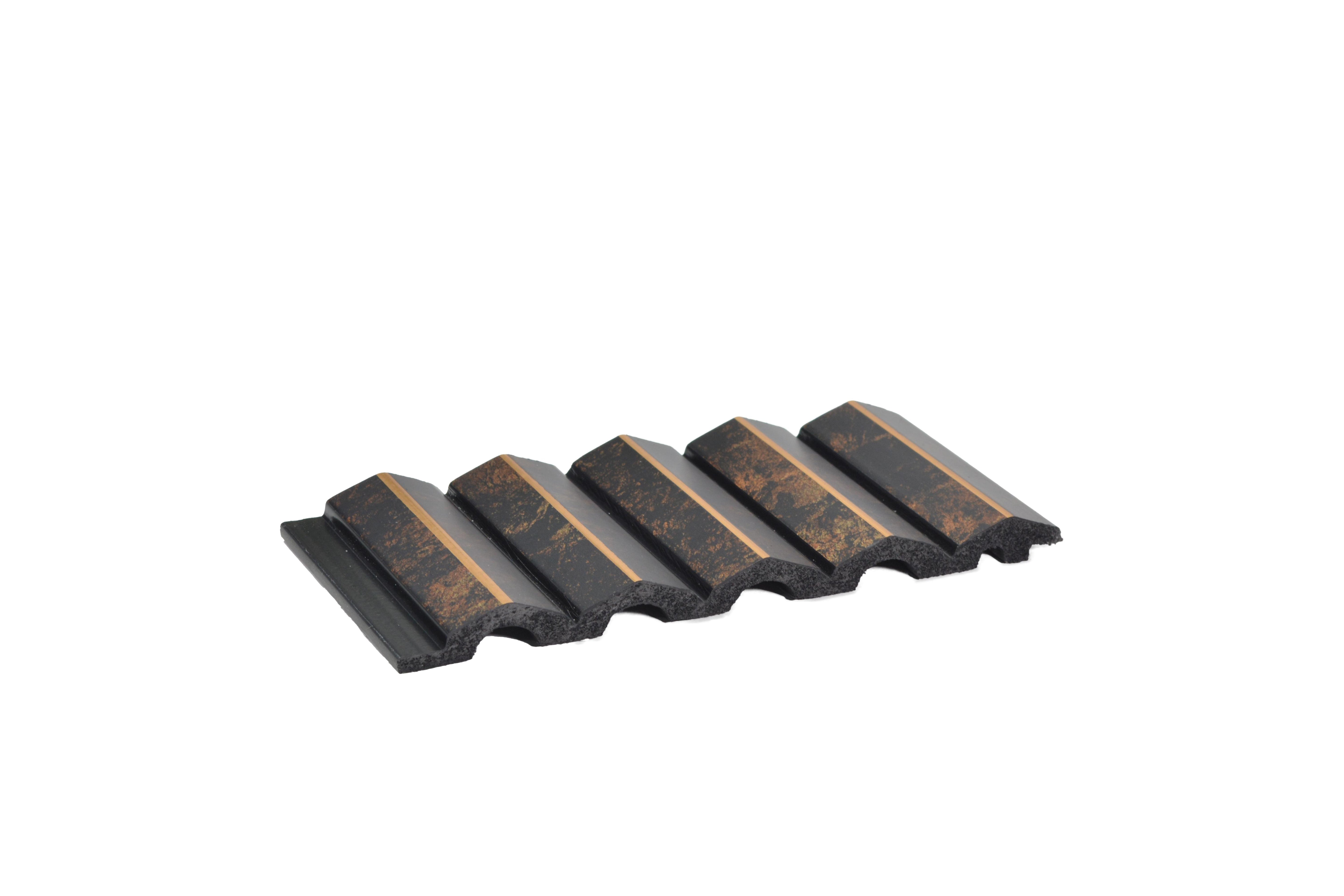 Groove Seamless Planks Series Charcoal Louvers Designer Brown 9x0.55 Ft - 7008