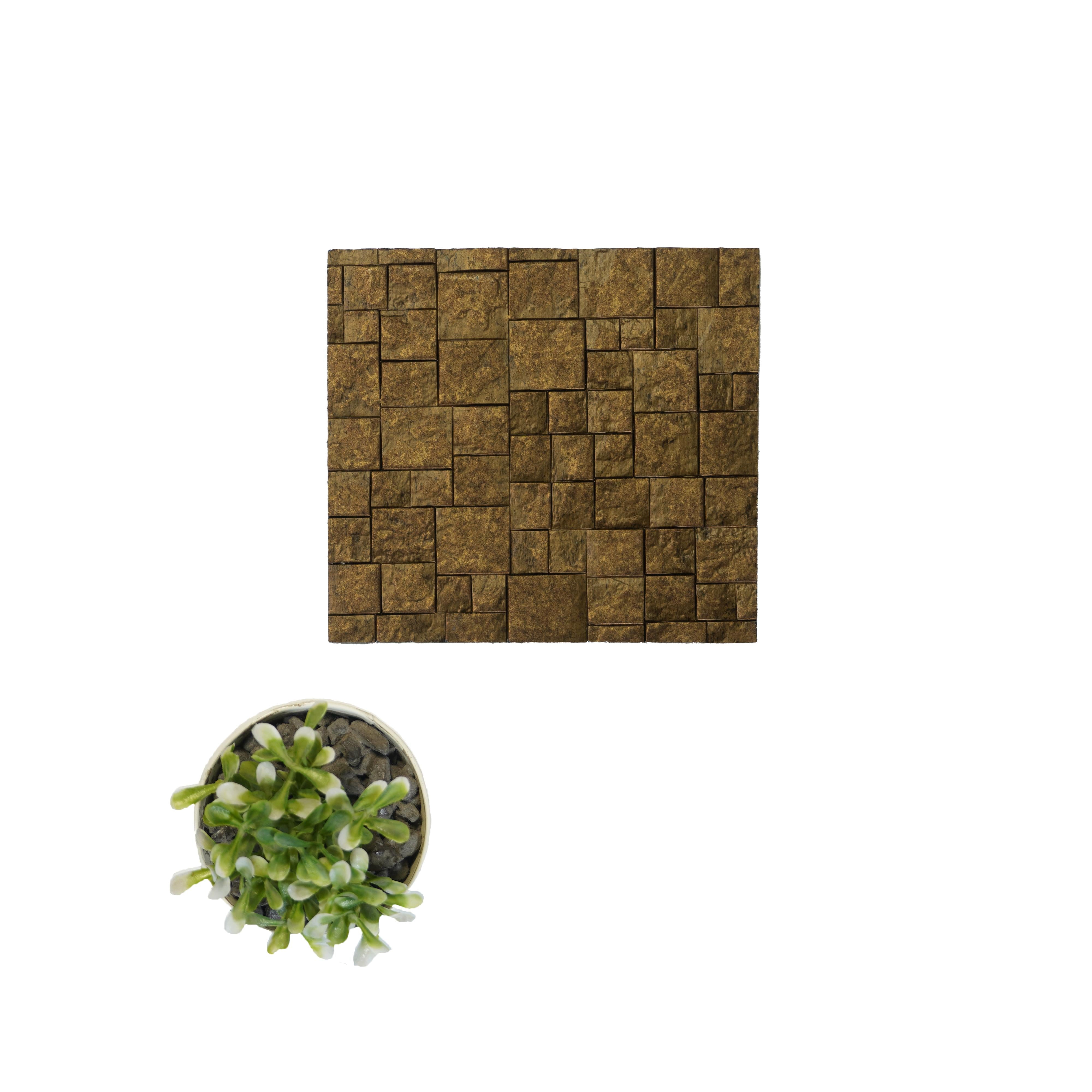 Charcoal Decorative Wall Panel Marble & Stone Gold 8x2 Ft - 1119