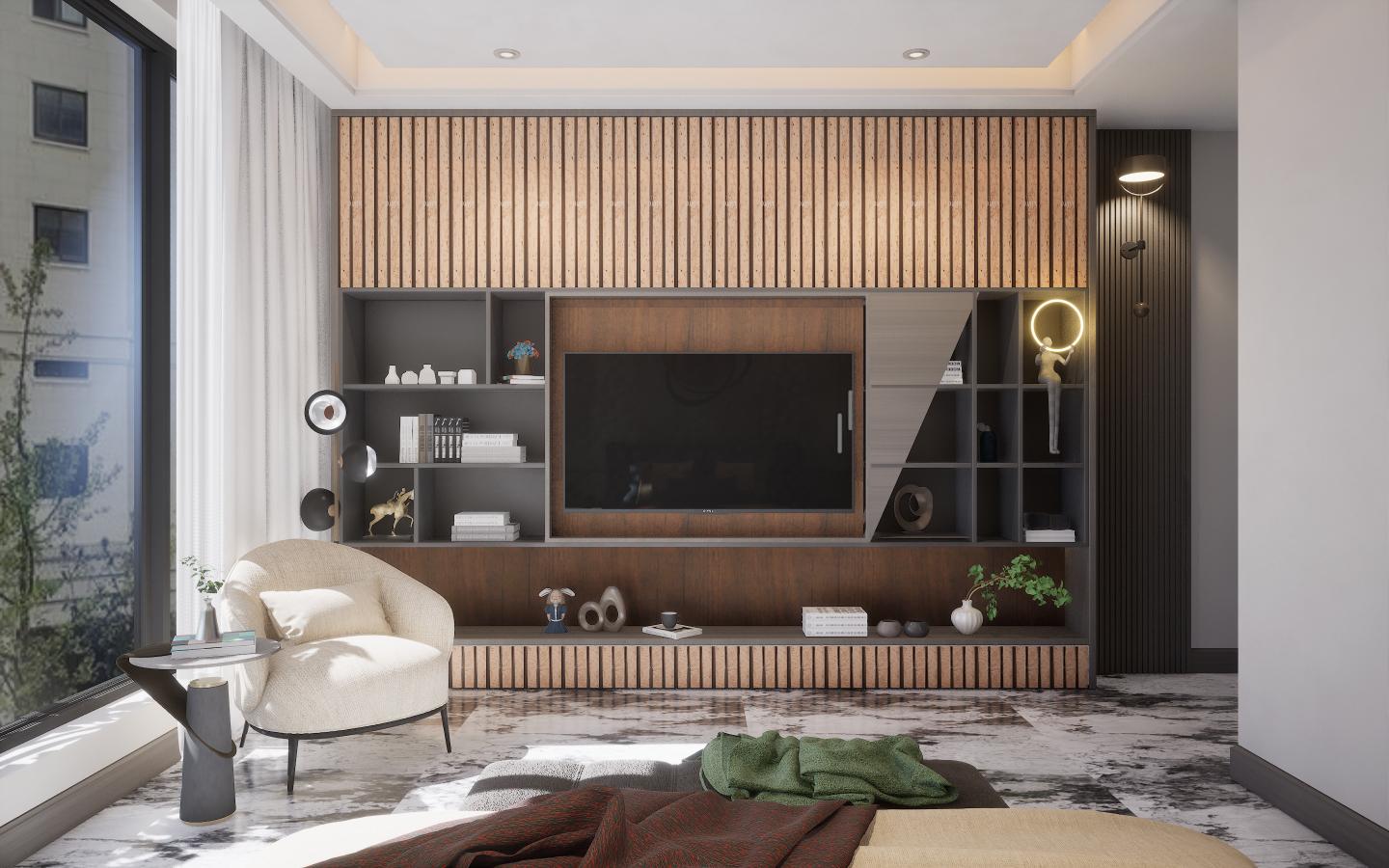El Dorada Archi Louvers Series Charcoal Marble & Stone Brown 8x0.41 Ft - 2012