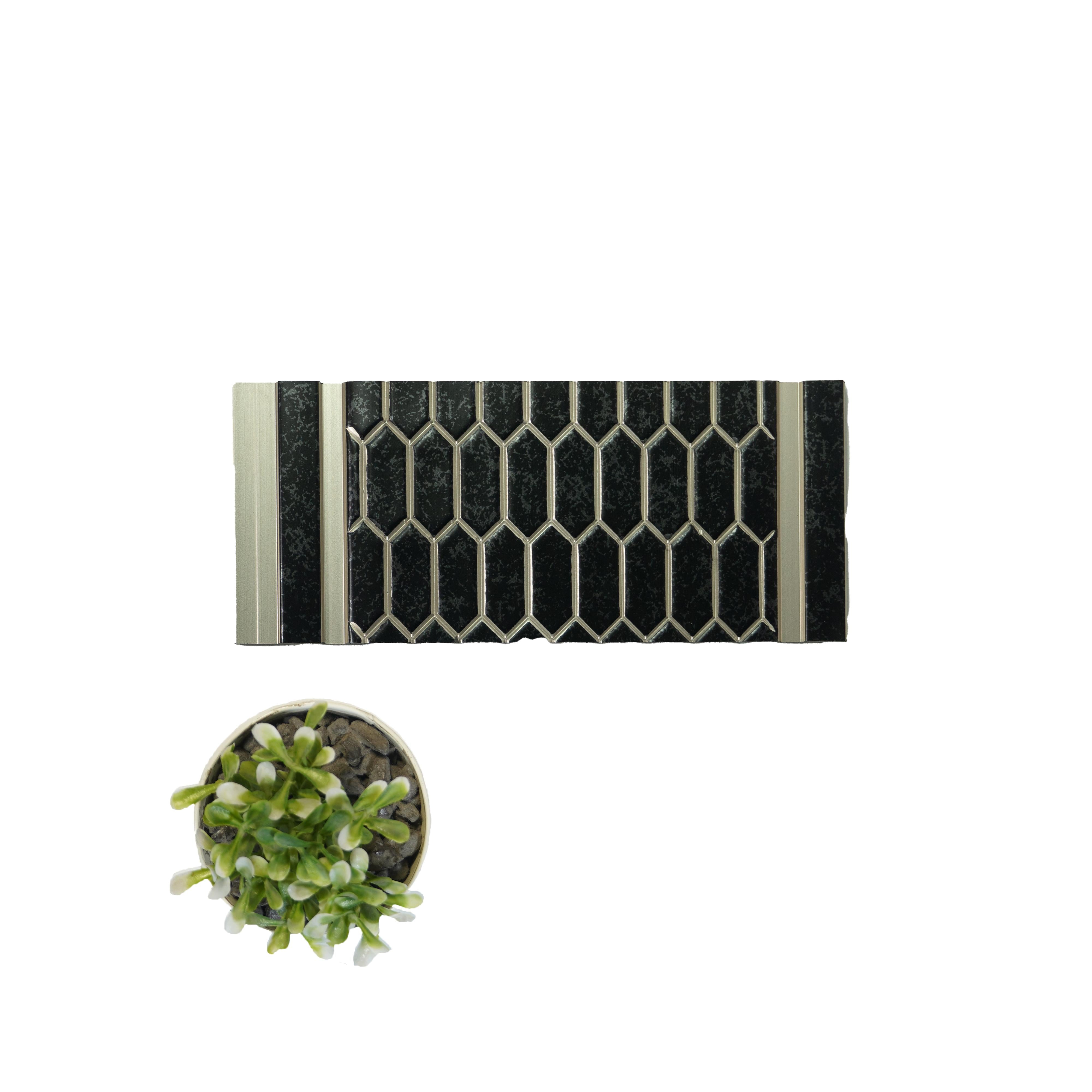Hexagon Decolux Series Decorative Wall Panel Designer Black 8x0.68 Ft - Vx3016