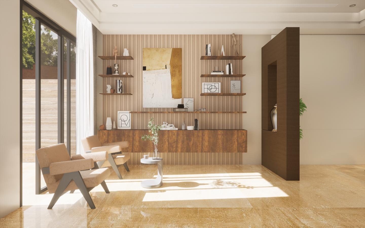 Vivre Louver Series Charcoal Wood Light Brown 8x0.41 Ft - Vl-05