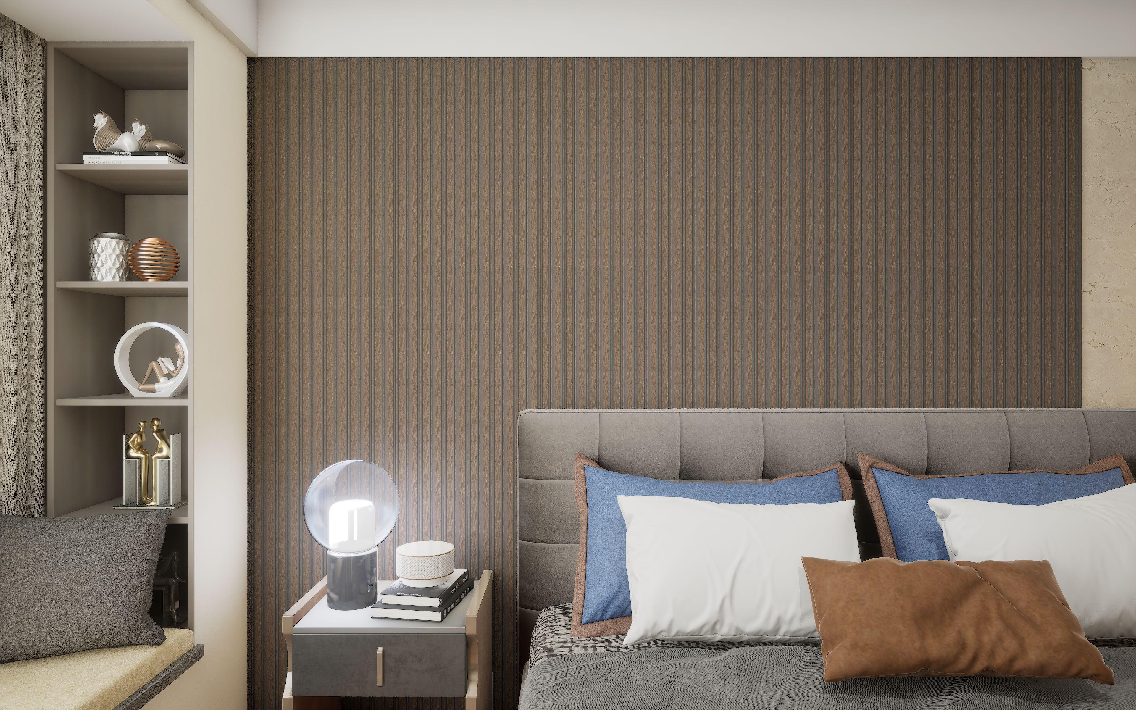 Charcoal Louvers Panel Sleek & Splendid Series Marble Stone Wenge 8x0.41 Ft - Sa 3004