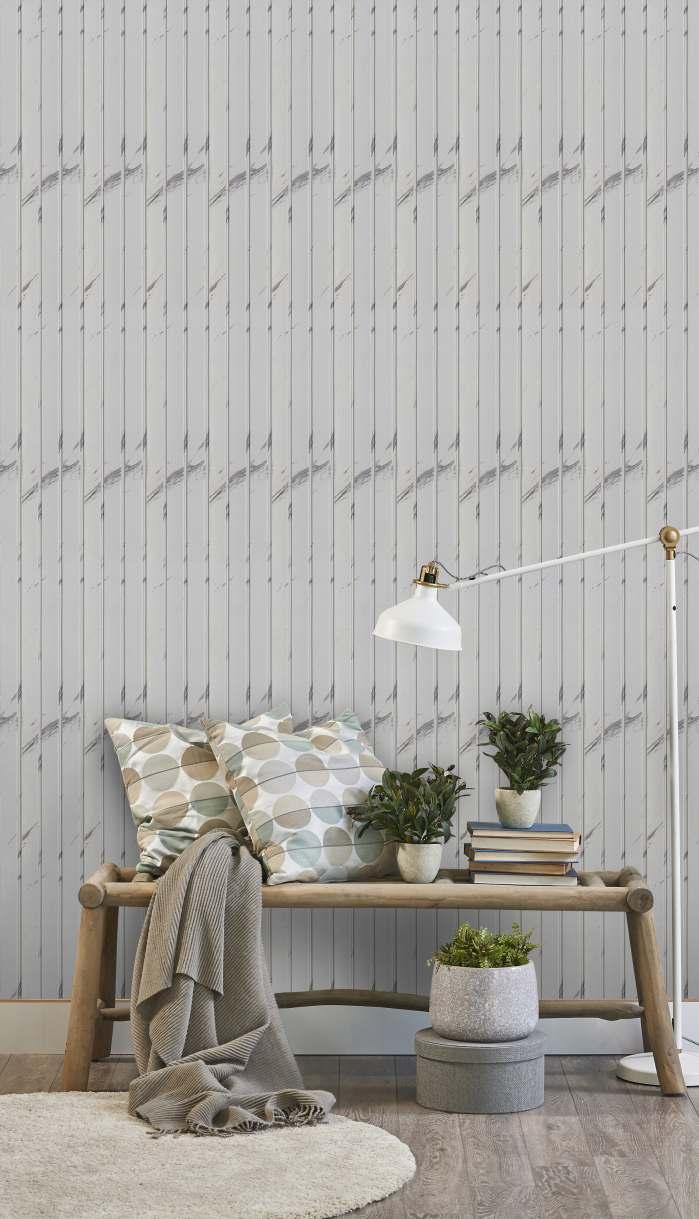 Louvers Panel Sleek & Splendid Series Wood White 8x0.41 Ft - Sa 2006