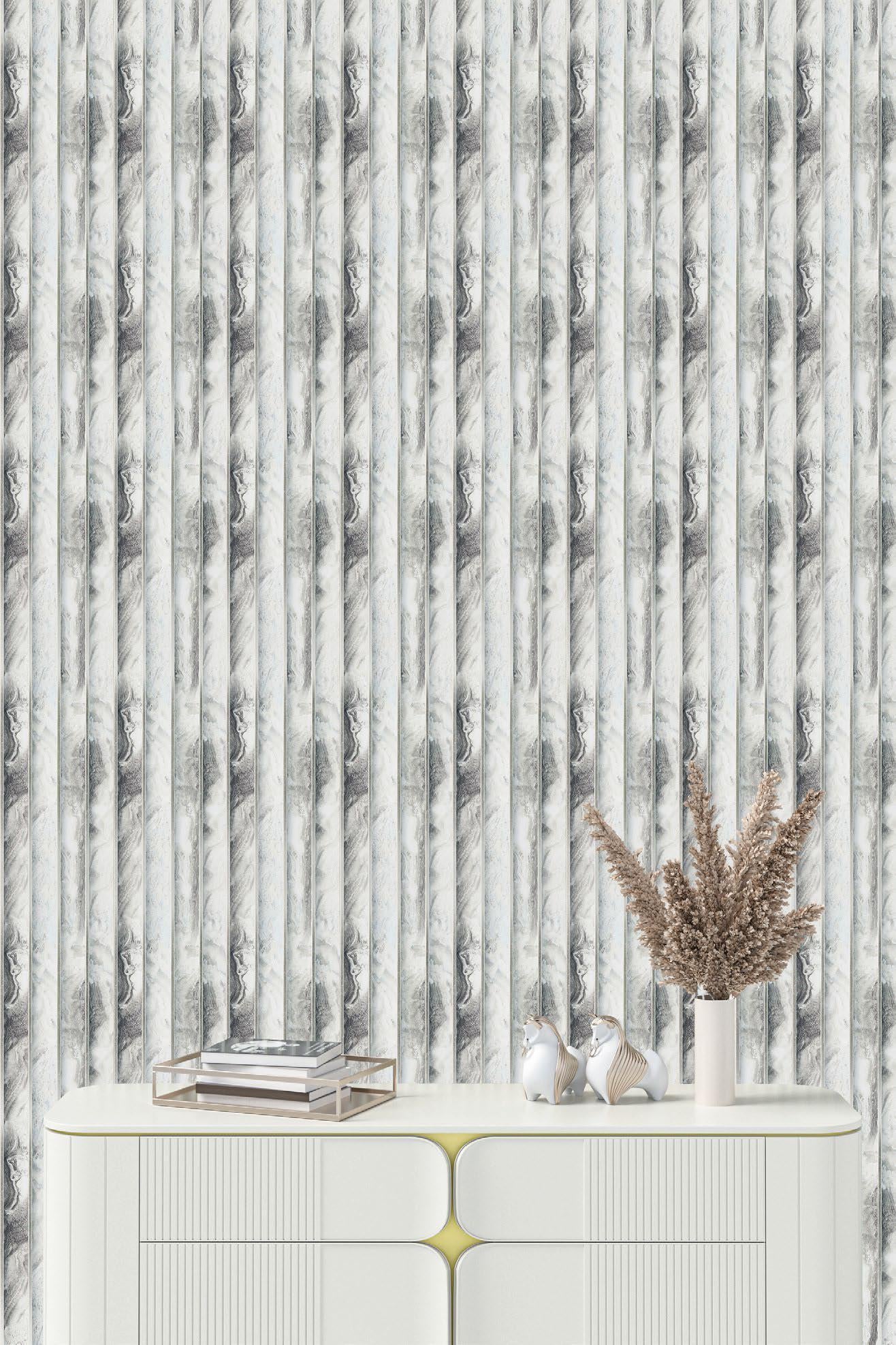 White Marble Charcoal Louver Panel & Stone 8x0.41 Ft - Pn 05296