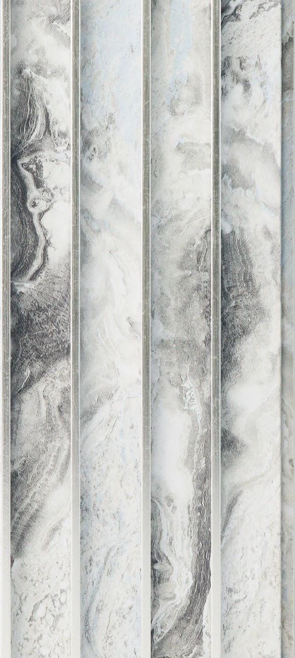 White Marble Charcoal Louver Panel & Stone 8x0.41 Ft - Pn 05296