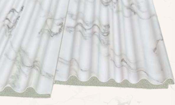 White Marble Charcoal Louver & Stone 9.5x0.4 Ft - Pn 00524