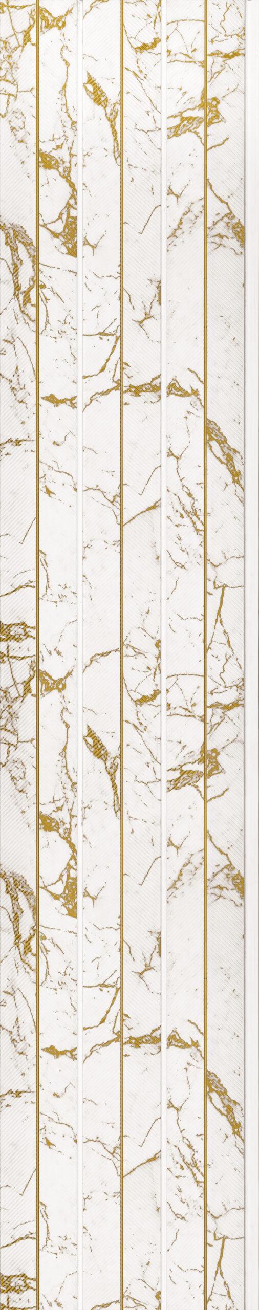 White Marble Charcoal Louvers Panel & Stone 8x0.83 Ft - Ed 82004