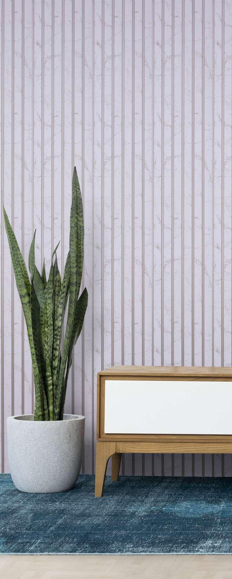White Marble Charcoal Louvers & Stone 8x1 Ft - Ed 9129