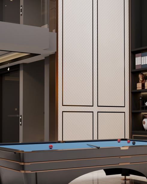 White Patterned Charcoal Louvers Panel Designer 8x2 Ft - Tr 9507