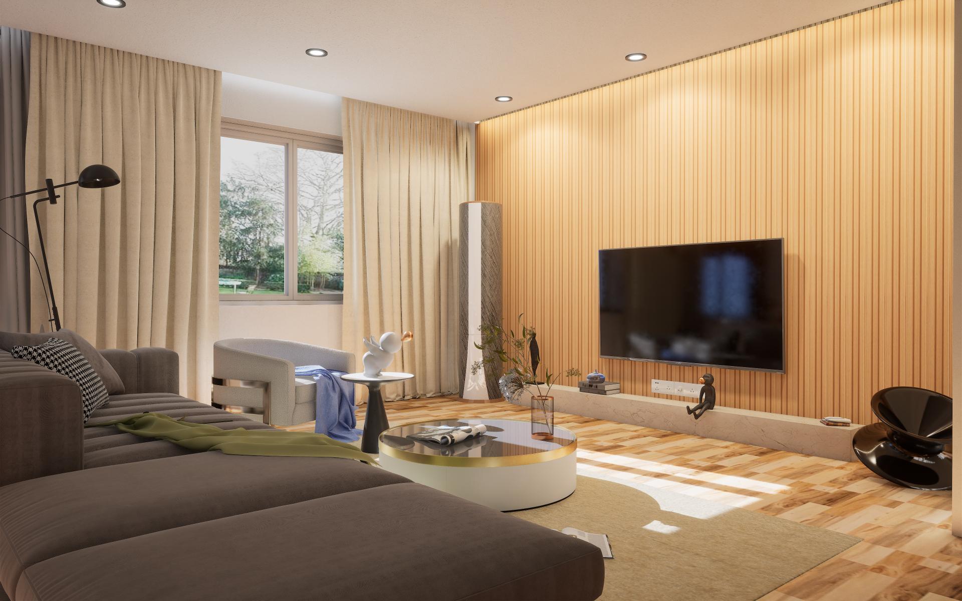 Fluted Louvers Wood Brown 8x0.41 Ft - Cd 301