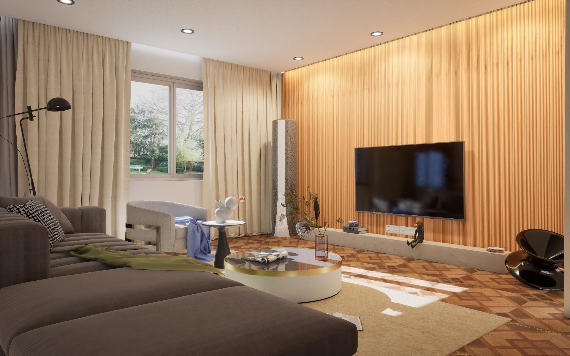 Fluted Louvers Wood Brown 8x0.41 Ft - Cd 9-Line