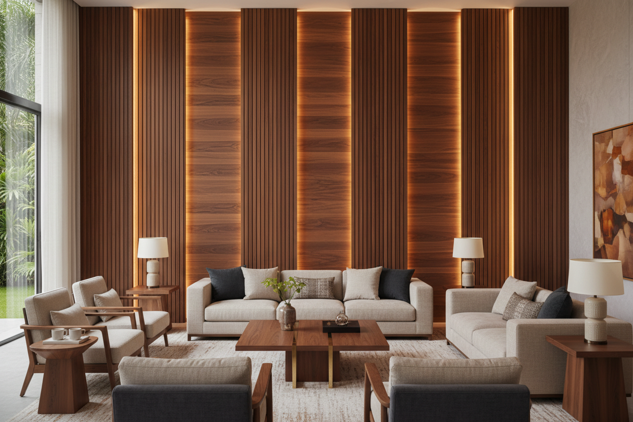 The Modern Feature Wall: Designing Statement Spaces with Louvers and Veneers