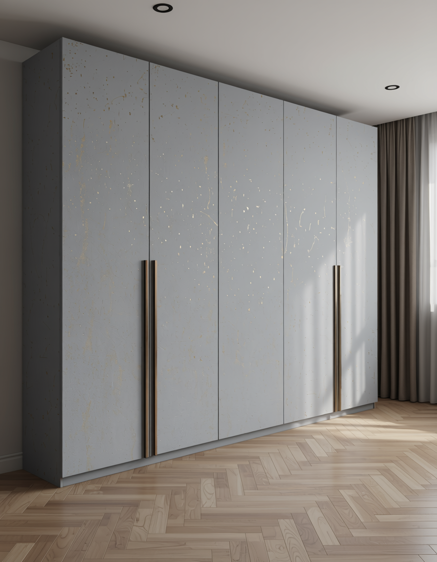 Light grey textured wall panel with subtle beige speckles and rough surface finish.