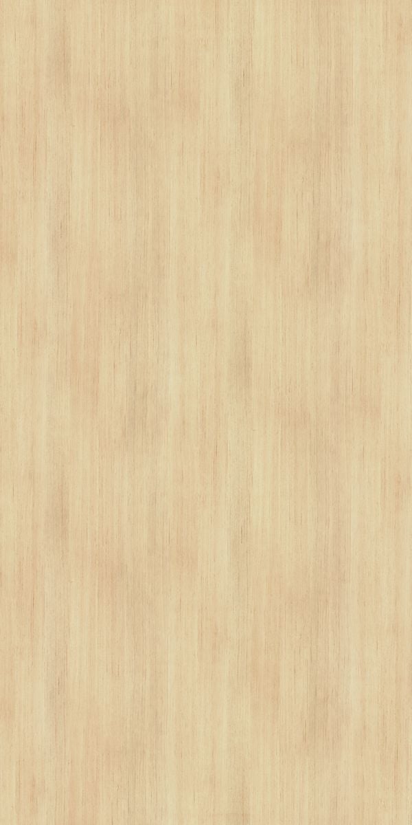 Beige wood grain decorative laminate with suede finish and vertical wood pattern texture