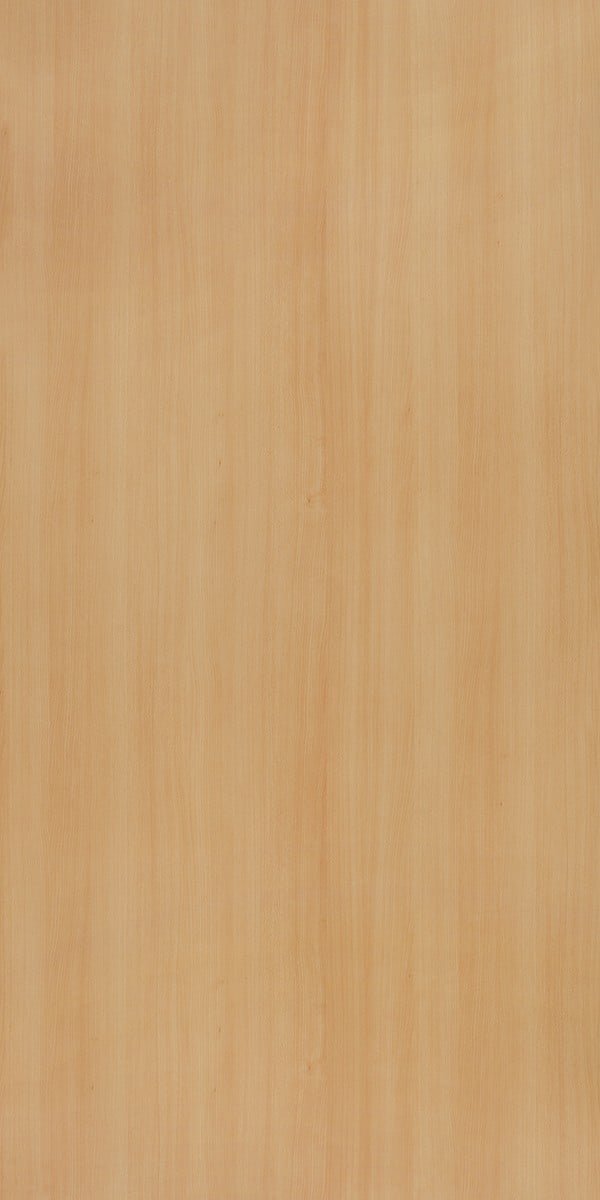 Beige wood grain decorative laminate with suede finish and vertical wood pattern texture