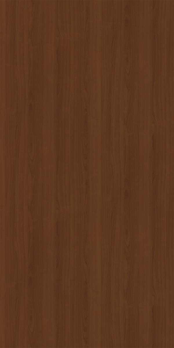 Brown wood grain decorative laminate with suede finish and vertical wood pattern texture