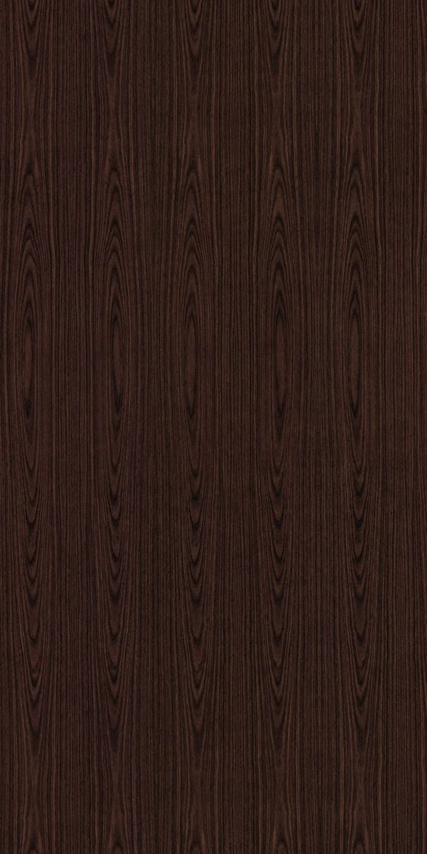 Brown wood grain decorative laminate with suede finish and vertical wood pattern texture