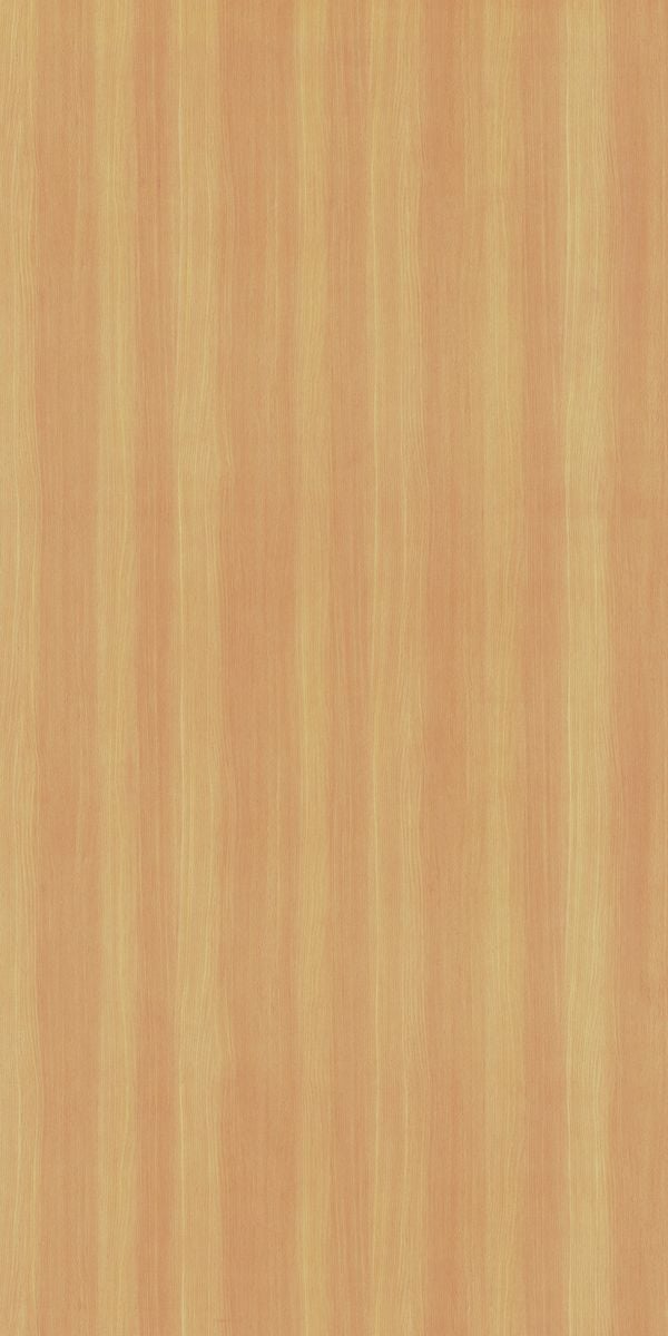 Beige wood grain decorative laminate with suede finish and vertical striped pattern showing subtle texture and grain