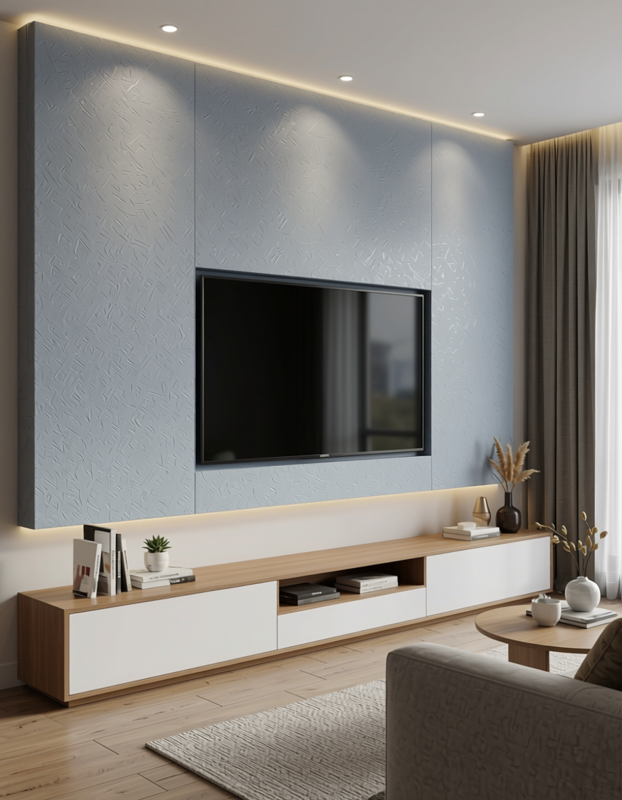 Light gray textured wall panel with uniform texture and no visible pattern.