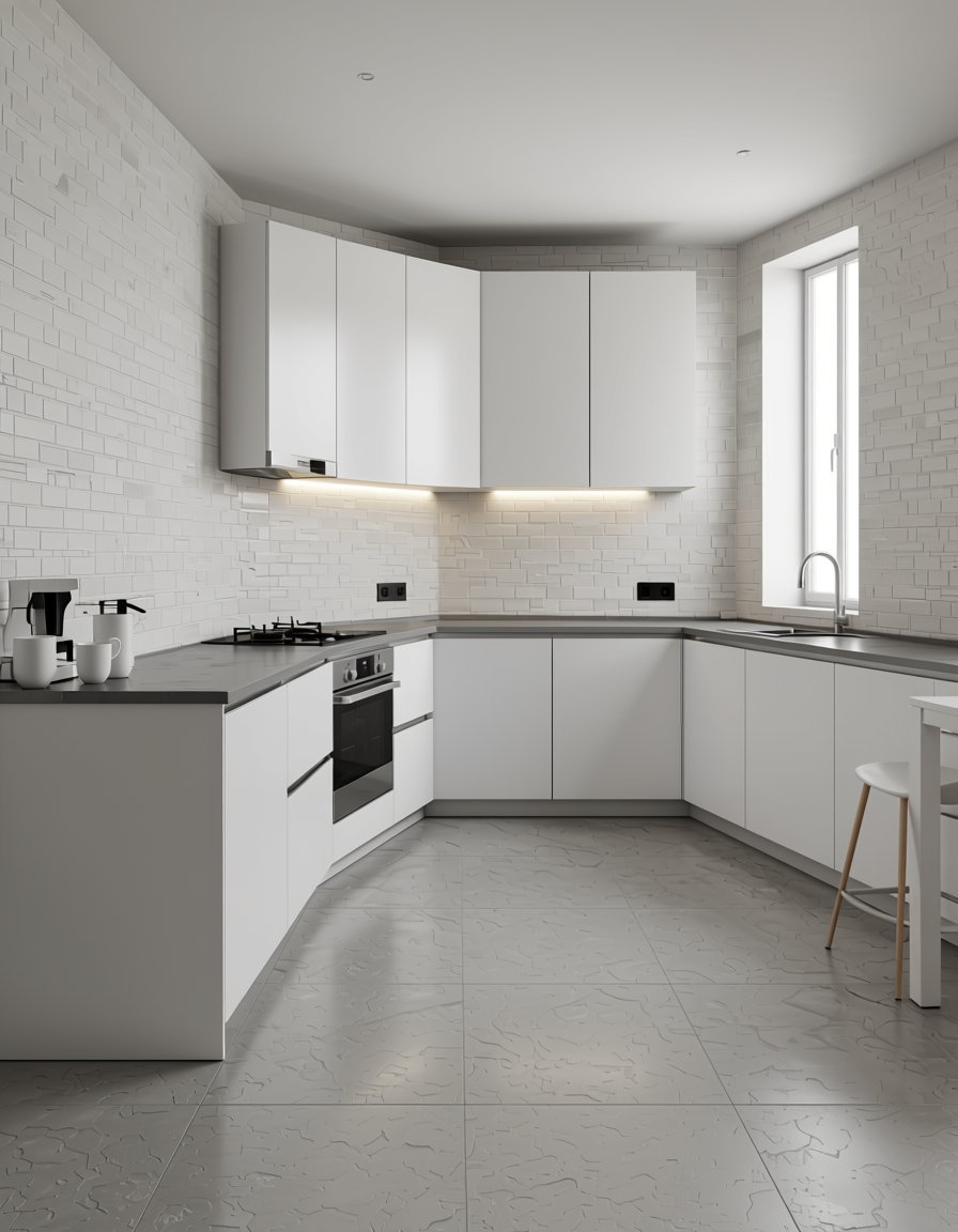 White textured wall panel with a brick pattern and rough surface finish.