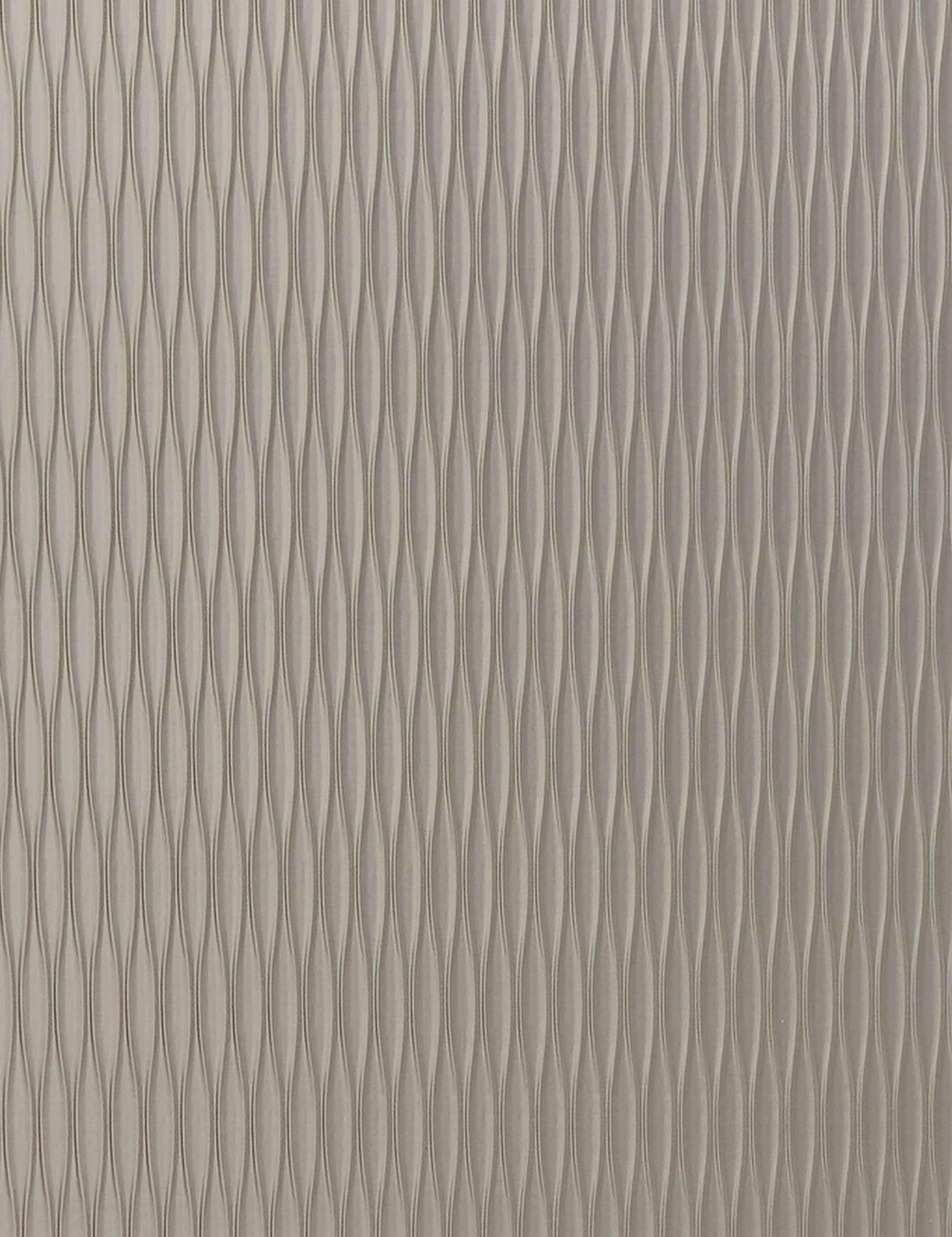 Beige wall panel with textured, wavy vertical pattern and subtle sheen.
