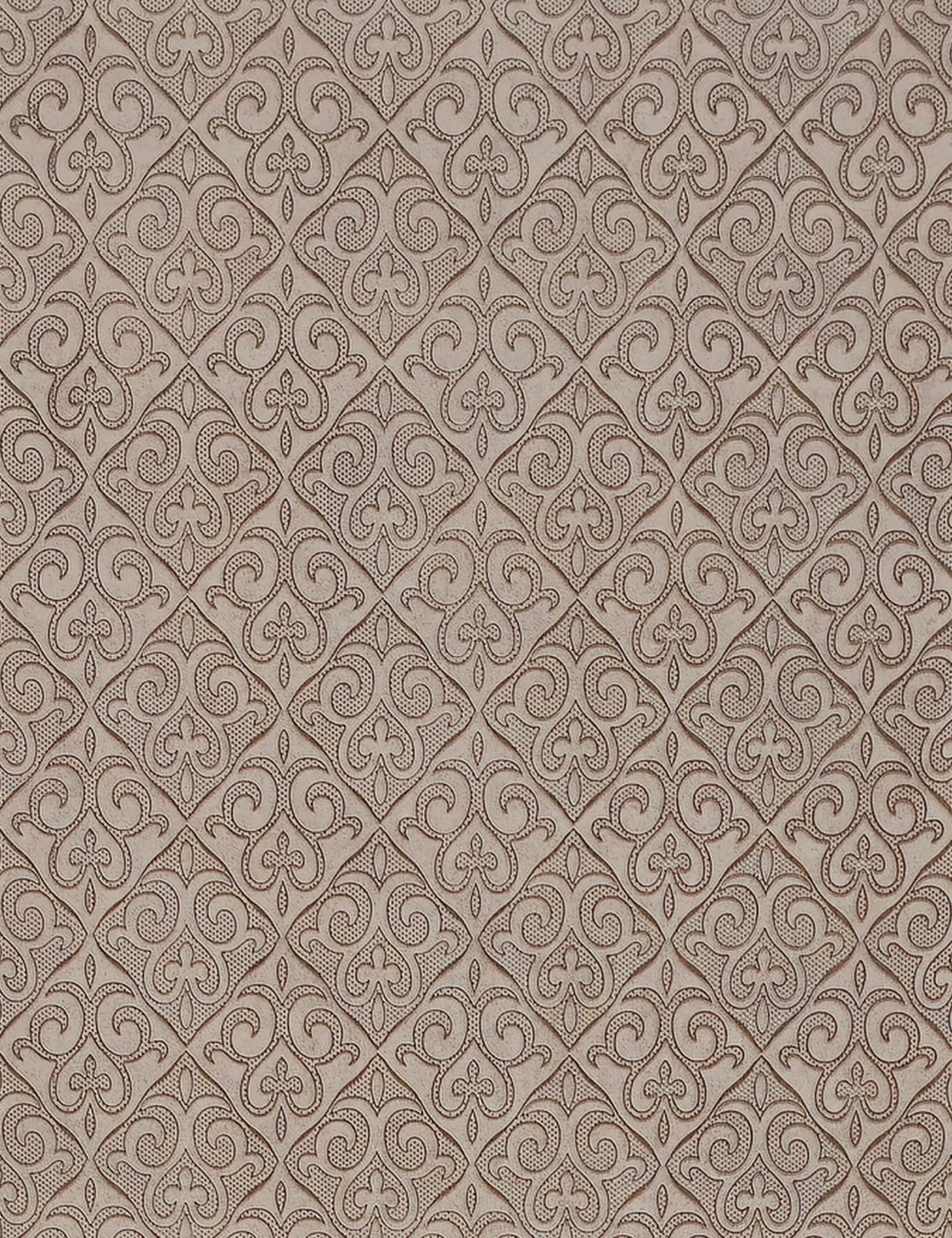 Beige wall panel with intricate, repeating geometric pattern and textured design.