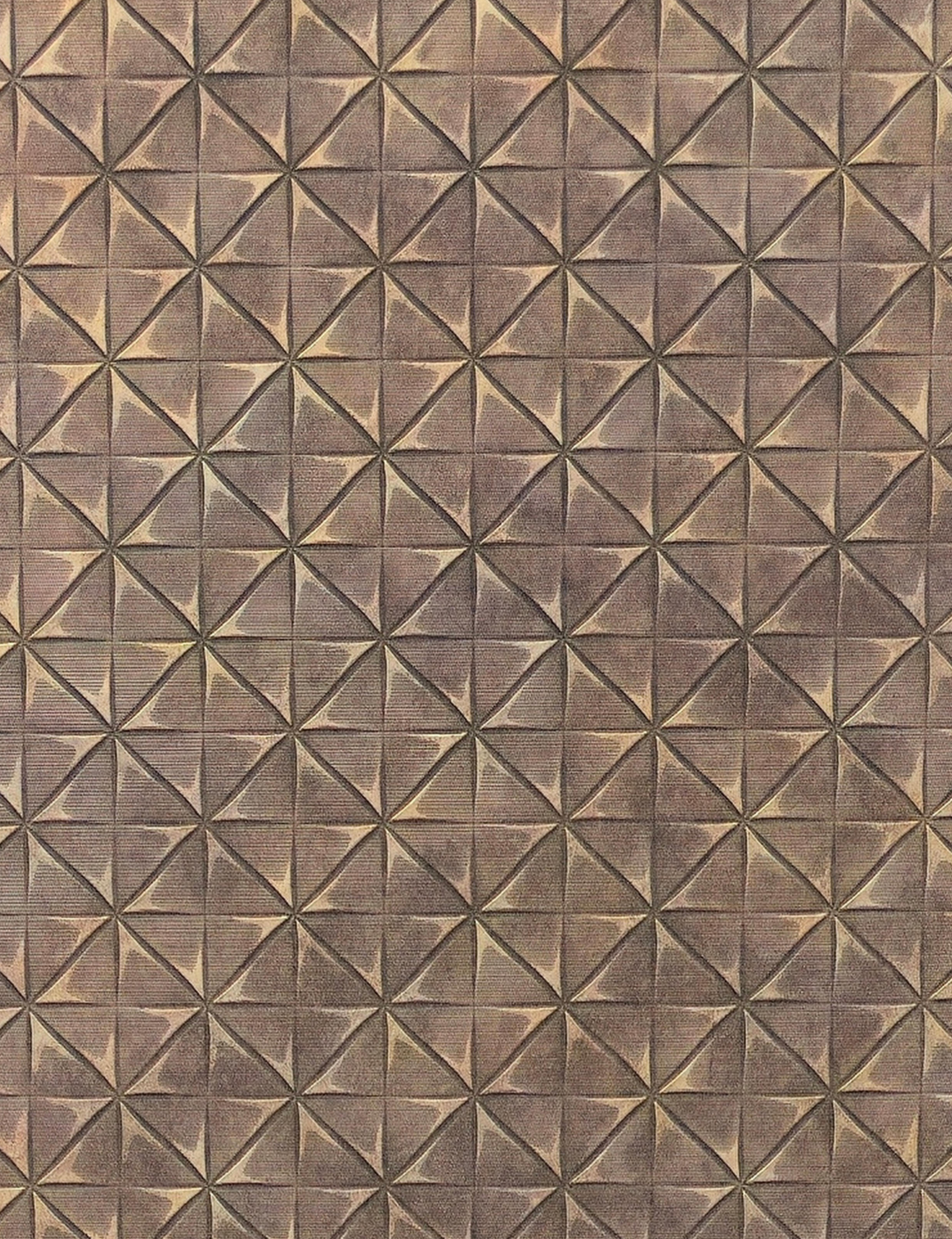 Brown textured wall panel with geometric triangular pattern and subtle sheen.