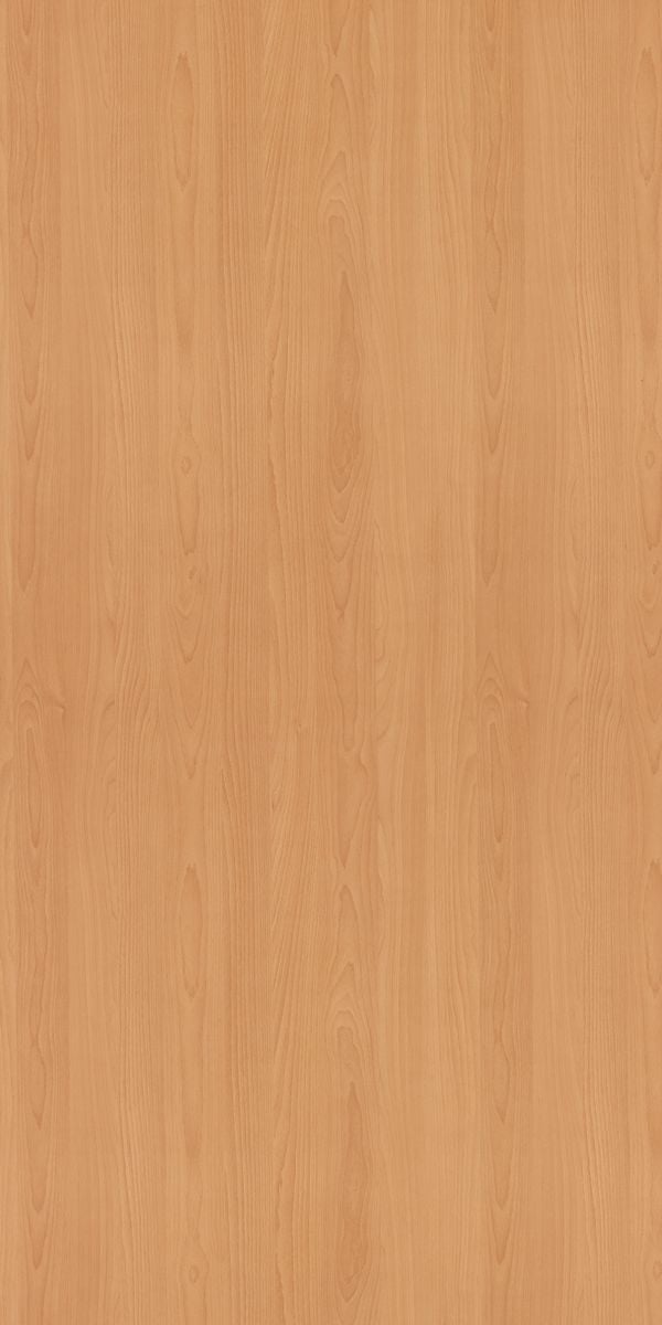 Beige wood grain decorative laminate with suede finish and vertical wood pattern texture