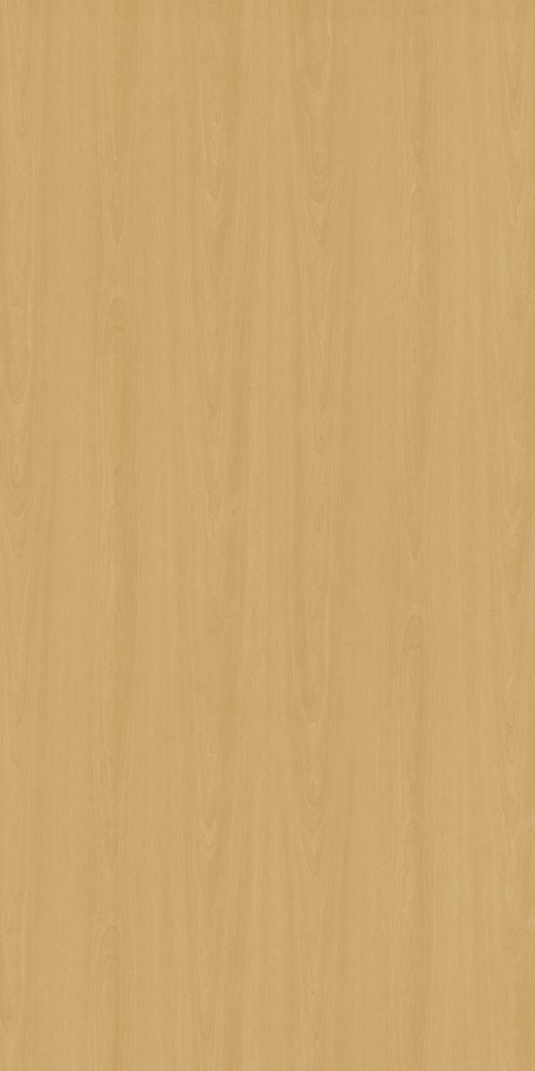 Beige wood grain decorative laminate with suede finish and vertical wood pattern texture