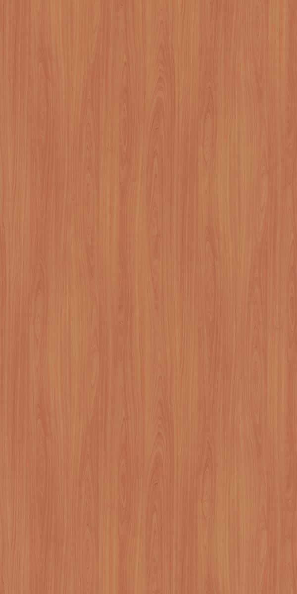 Brown wood grain decorative laminate with suede finish and vertical wood pattern texture