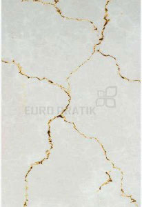 White textured designer louver wall panel with cracked pattern, gold veins visible, Euro Pratik logo in the center. However,
