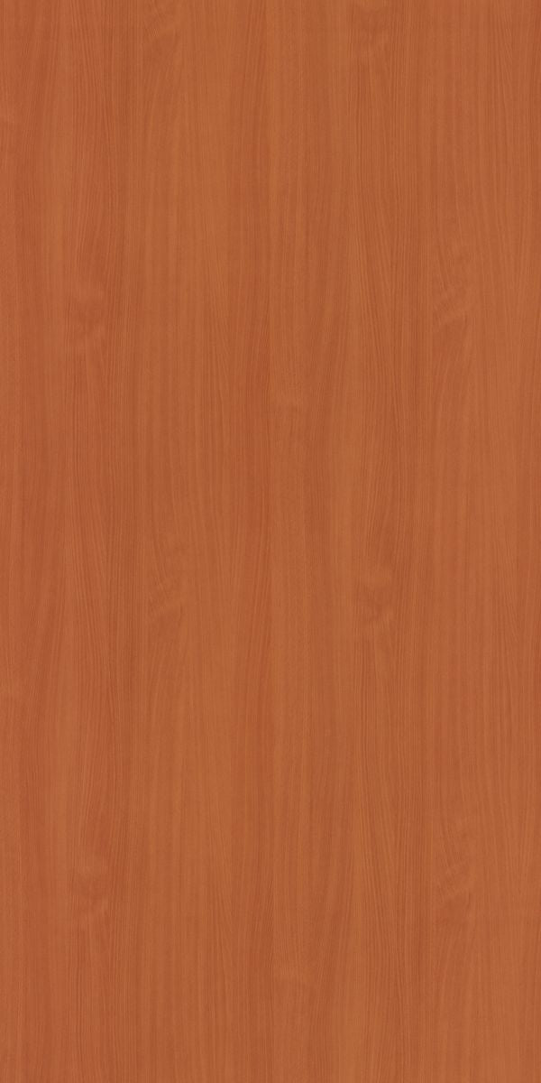 Brown wood grain decorative laminate with suede finish and vertical wood pattern texture