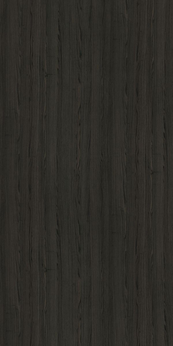 Black wood grain laminate with suede finish and vertical wood pattern texture.