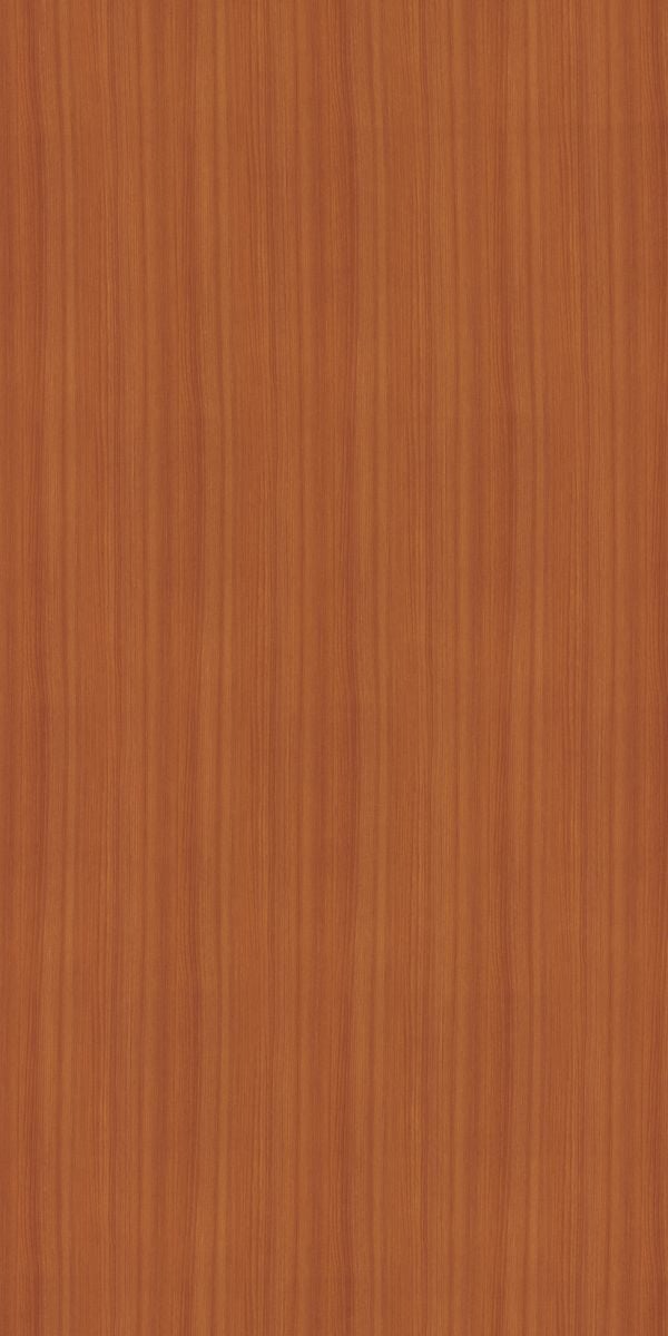 Brown wood grain decorative laminate with suede finish and vertical wood pattern texture