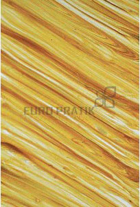 Yellow textured marble wall panel with diagonal pattern and Euro Pratik logo overlay, showcasing stone appearance and