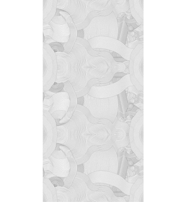 Multi-colour abstract pattern on suede finish decorative laminate with textured swirling design and subtle sheen.