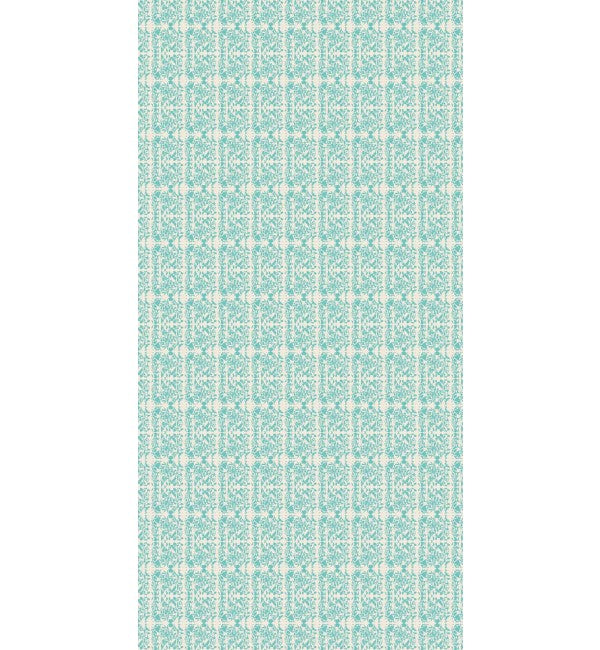 Green decorative laminate with geometric pattern and high gloss finish, showing intricate design and vertical stripes.