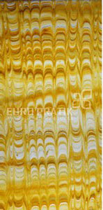 Yellow textured marble wall panel with reflective sheen and wavy pattern, Euro Pratik louver product showcasing stone