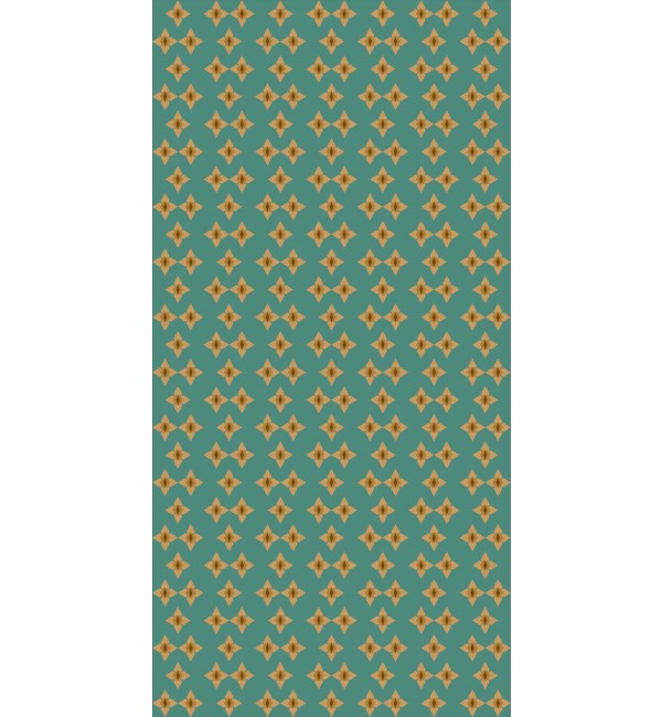 Green suede decorative laminate with repeating orange diamond pattern on green background, showcasing texture and design