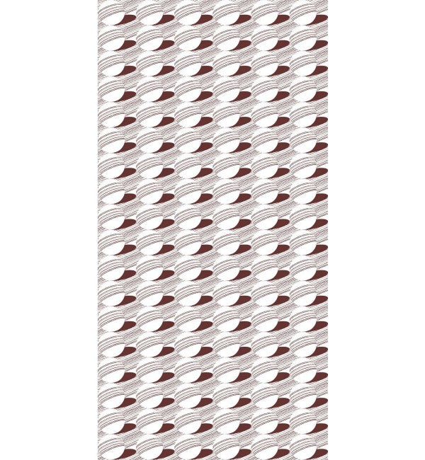 White decorative laminate with suede finish and abstract pattern featuring red and white curved shapes and black lines.