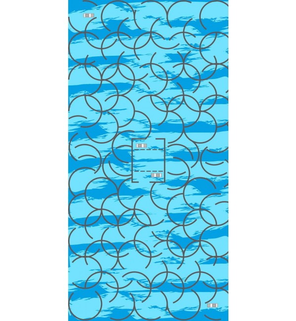 Blue suede decorative laminate with abstract circle pattern and water texture design, showcasing designer finish and texture