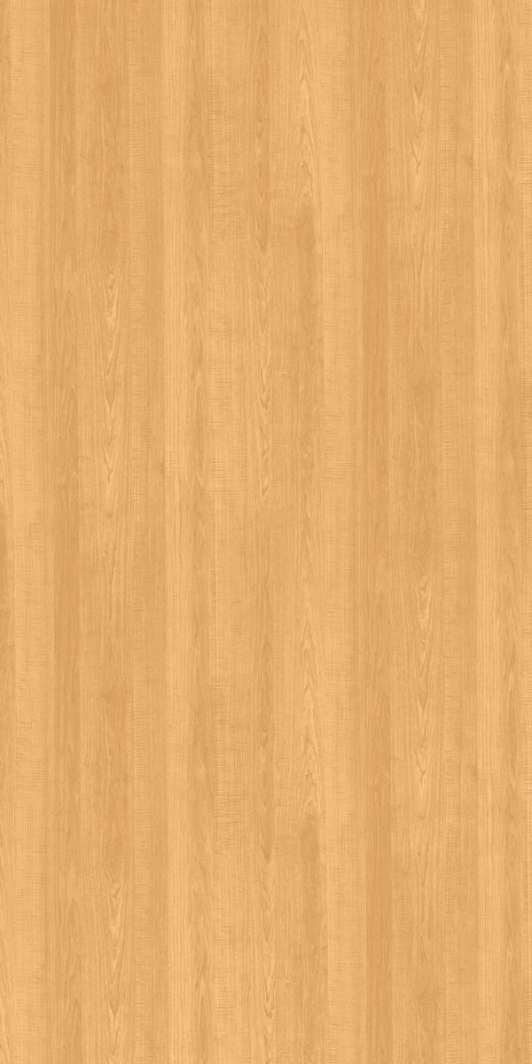 Beige wood grain decorative laminate with suede finish and vertical wood pattern texture